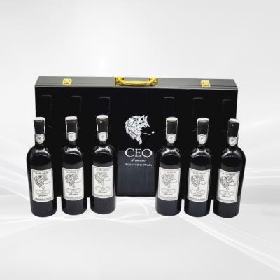 Set Hộp Quà 6 Chai Vang CEO Primitivo - Hộp Sơn Mài Cao Cấp
